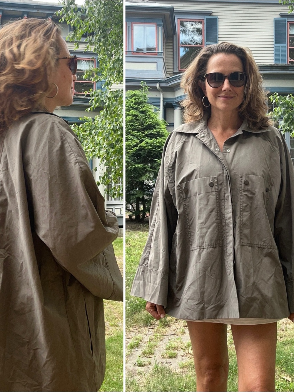 Stella McCartney Olive Oversized Button-Front Trench Jacket